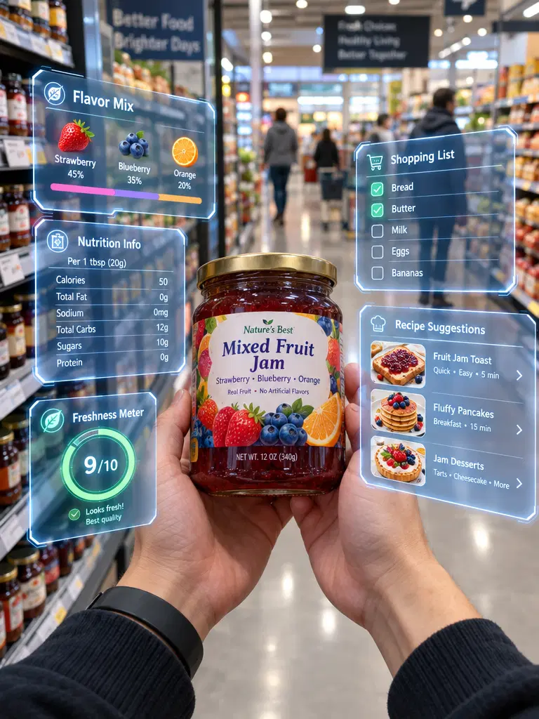 AR Grocery Overlay POV — an example generated with GPT Image 2.5 from the prompt on this card