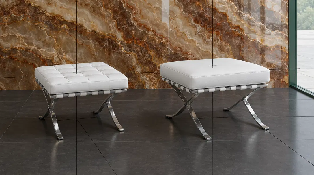 E-commerce Main Image - 3D Footstool Mesh Comparison — an example generated with GPT Image 2.5 from the prompt on this card