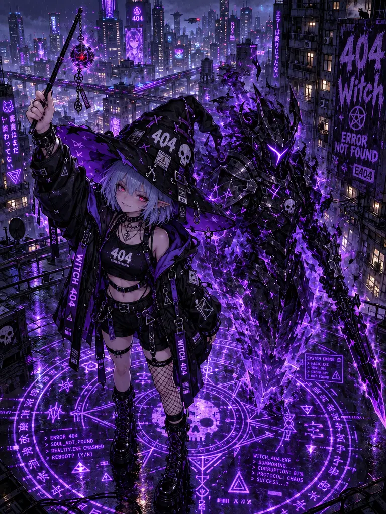 Cyberpunk 404 Witch Summoning — an example generated with GPT Image 2.5 from the prompt on this card